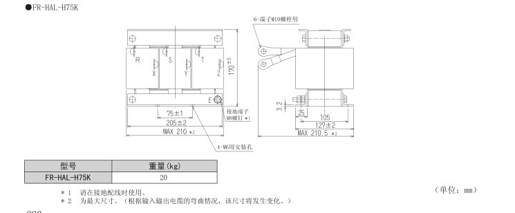 FR-HAL-H75K尺寸圖